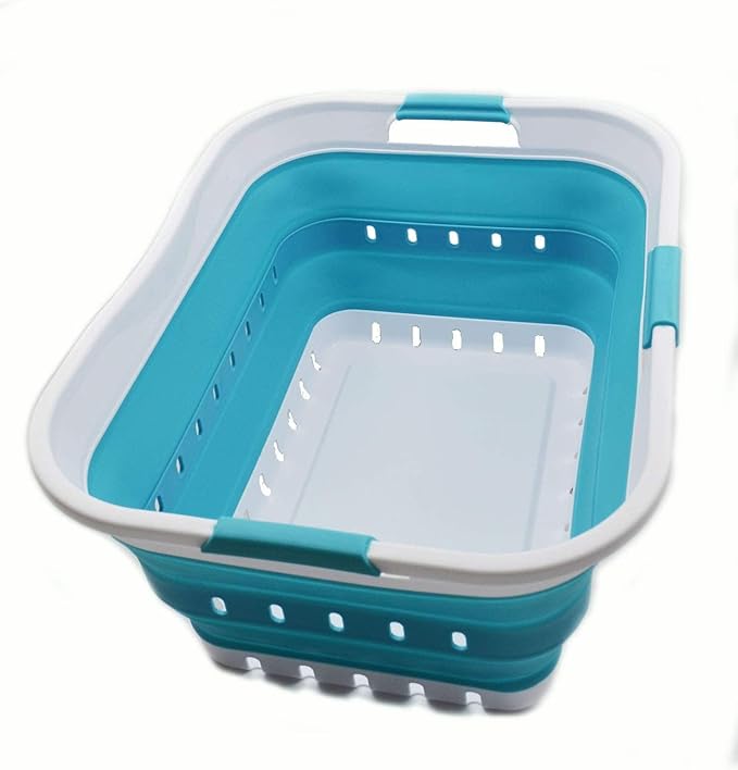 SAMMART 42L Collapsible Plastic Laundry Basket - Foldable Pop Up Storage Container/Organizer - Space Saving Hamper/Basket (1,