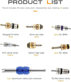 SCUARI 40PCS AC Schrader Valve Kit,AC Valve Core Kit,Car Accessories AC Valve Core Removal Tool,Schrader Valve Removal Tool,A