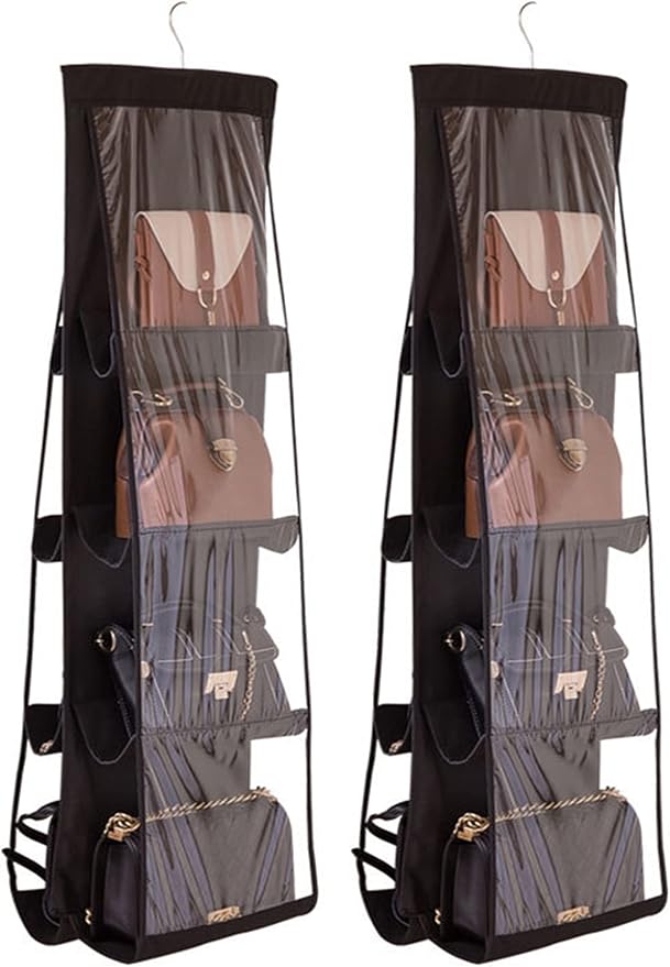 AARAINBOW 2 Packs Hanging Handbag Purse Organizer, Purse Bag Organizer Storage, 8 Pockets Hanging Bag Organizer for Closet Ra