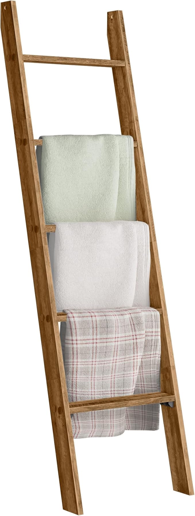 VASAGLE Blanket Ladder Decorative Farmhouse for The Living Room, 5-Tier Ladder Shelf, Ladder Rack for Storage and Decor, Hone