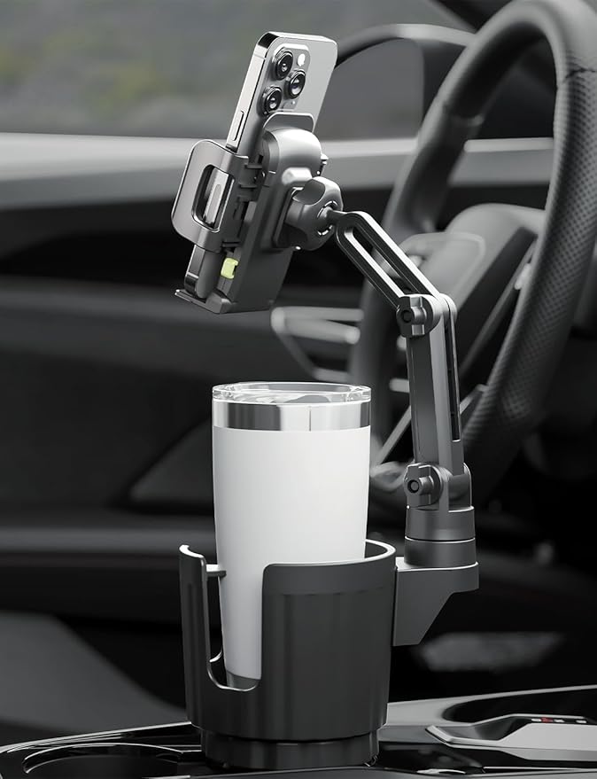 Bracketron Cup Holder Phone Mount for Car - TripGrip 2-in-1 Expandable Phone Holder with 360° Rotation & Ultra Stable Folding Support Legs, Fits Devices up to 3.5"