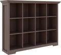 OSCHF Cube Shelf Bookcase with Base - Wooden 3 Tiers Floor Standing Low Storage Cabinet for Home and Office, 12-Cube Lattice 