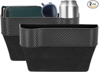 HARFINGTON 2pcs Car Seat Gap Filler Organizer 10.2 x 6.5 x 2.8 Inch PP Universal Car Organizer Storage Box Between Seat and Console (Left+Right) with Cup Holders for Phone Keys, Black