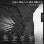 CAR PASS Universal Leather Car Seat Covers Full Set with Sporty Design, Breathable All Season Easy to Clean Anti-slip Wear-Re