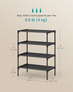 SONGMICS Shoe Rack, 4-Tier Shoe Storage Organizer, Space-Saving, 11.7 x 16.5 x 26 Inches, Entryway, Metal Frame, Non-Woven Fa