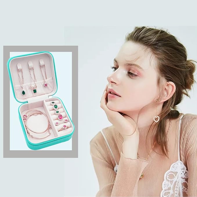5pack/PU Leather Travel Jewelry Case, Mini Jewelry Box, Small Jewelry Organizer Portable Display Jewelry Storage Case for Rin