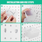 Unittype 24 Set Clear Peg Board Baskets and Bins Pegboard Baskets Organizer Accessories Peg Board Bins with Hooks Sticker Lab