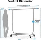 HOKEEPER Clothes Rack, Rolling Clothing Racks for Hanging Clothes, Portable Clothes Rack with Lockable Wheels, Commercial Hea