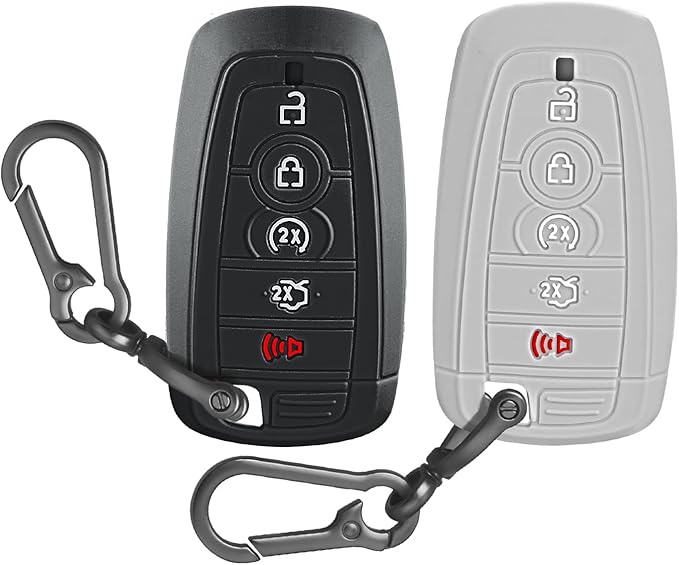 2 Pcs Silicone Key Fob Cover for Ford with Keychain, Soft Key Case Shell Full Protection for Explorer Fusion Escape Edge Expe
