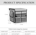 Trunk Organizer With Lid, Collapsible Waterproof Oxford Car Organizer with Aluminum Handle Base Plate, 2-Compartment 28L