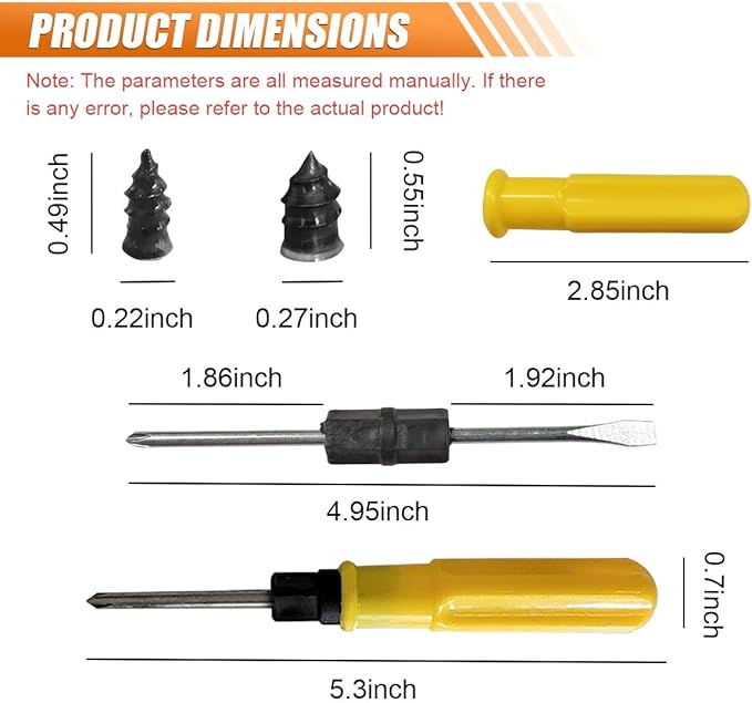 60PCS Tire Repair Rubber Nail, Vacuum Tire Repair Screw Kit with Screwdriver & Box, Self-Service Auto Tires Puncture Fast Rep