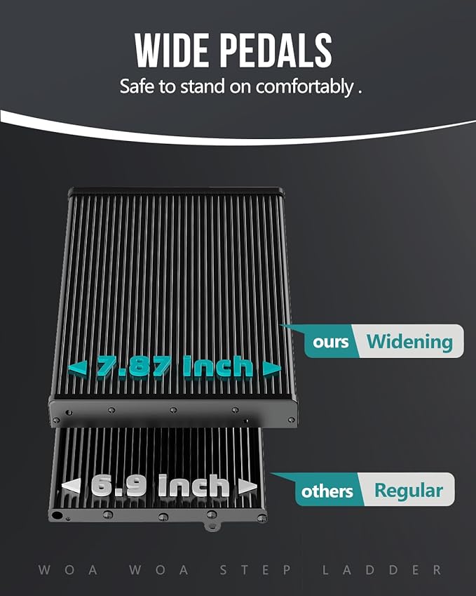 WOA WOA Step Ladder, Portable Lightweight Home Ladder, Folding Step Stool with Widening Pedals, Kitchen Stepladder, Space Sav