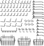 Heavy Duty Black Pegboard Hooks and Baskets for Hanging Tools, 73 Pieces 1/4'' Peg Board Accessories Peg Hooks and Bins, Peg 