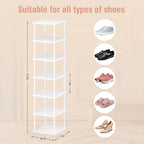 Vertical Tall Shoe Rack Organizer for Entryway -7 Tier Free Standing Slim Narrow Bamboo Wood Corner Stackable Shoe Boots Stor