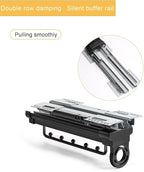 Retractable Stainless Steel Clothes Rail, Extendable Wardrobe Pull Out Rod with Damping Slide, Heavy-Duty Hanger Bearing 25Kg