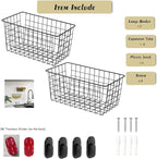 2 Pack【Extra Large】Hanging Kitchen Basket,Wire Storage Basket,with Traceless Tape and 3M High-Strength Plastic Hooks,no Drill