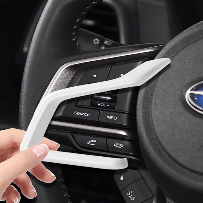Auovo Steering Wheel Cover Trims for Subaru Crosstreck Outback Legacy Ascent Accessories 2018-2026 Steering Wheel Panel Frame Covers for Subaru Impreza 2017-2026 / Forester 2019-2025 2026 (White)