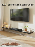 AMADA HOMEFURNISHING 47.2" L Floating Shelves, Wall Shelves Set of 3 for Bathroom/Living Room/Bedroom/Kitchen, Black Floating