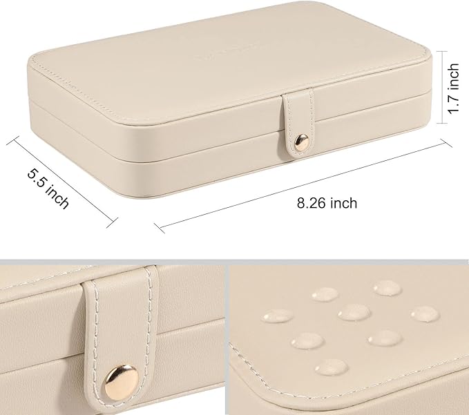 LANDICI Small Jewelry Box for Women Girls, PU Leather Travel Jewelry Case, Portable Jewelry Organizer Storage Holder Display 