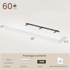 Vivelove White Floating Shelves 48 Inches Long, Wall Display Shelves with Invisible Brackets, for Bathroom Living Room Kitche