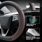 LKWLIKEI Leather Steering Wheel Cover. Elegant Diamond Checkered Design, Non-Slip and Breathable, for Tesla Model 3/Y Steerin