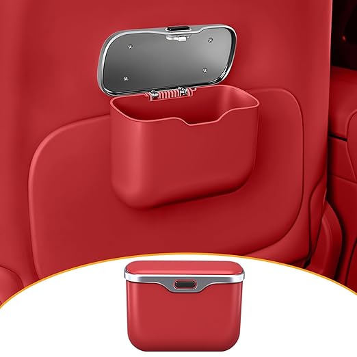 HOLDCY Car Trash Can, Waterproof Multi‑Functional Auto Trash Bin for Door/Console/Seat Back, Universal Vehicle Garbage Can for Car/Truck/SUV Drivers (Red)