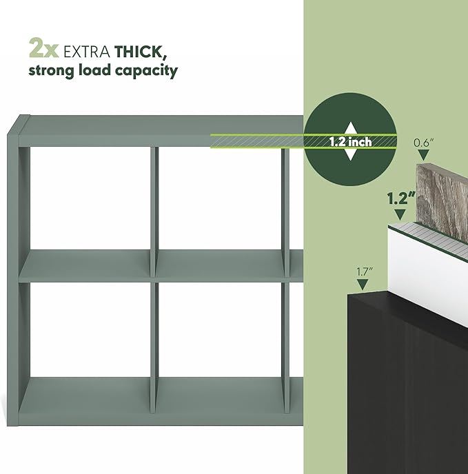 Furinno Cubicle Book Shelf, 6-Cube Bookshelf, Extra Thick Frame Horizontally & Vertically Reversible Bookcase with Open Back,