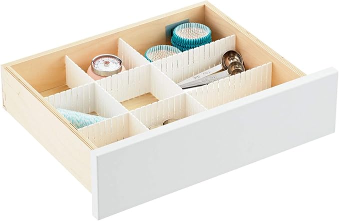 ZOENHOU 60 PCS 12.6 x 2.76 Inch White Drawer Dividers, Adjustable Premium Plastic Drawer Divider Organizers for Makeup Drawer