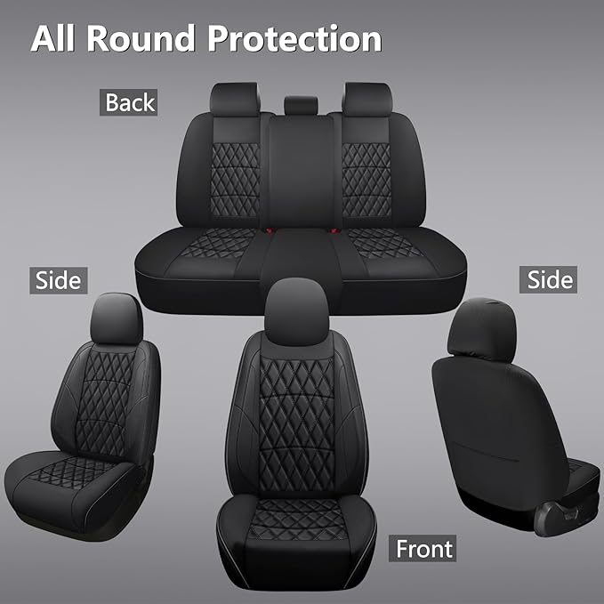 NS YOLO Leather Car Seat Covers,Universal Fit for Most Cars,SUVs and Sedans,Waterproof Luxury Leatherette Cushions, 5 Seats P