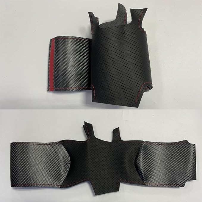 DIY Stitching Carbon Fiber Steering Wheel Cover for Subaru WRX STI and Levorg 2015 2016 2017 2018 2019 / STI S209 2019 15 inches Leather Interior Accessories