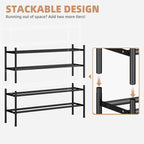 STORAGE MANIAC Long Expandable Shoe Rack, 12 Pairs Metal Wide Stackable Shoe Rack, Adjustable Shoes Shelf, Freestanding Shoes