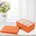 Voova Stackable Jewelry Organizer Tray with Lid, PU Leather Jewelry Storage Holder for Drawer Inserts, Jewellery Display Box 