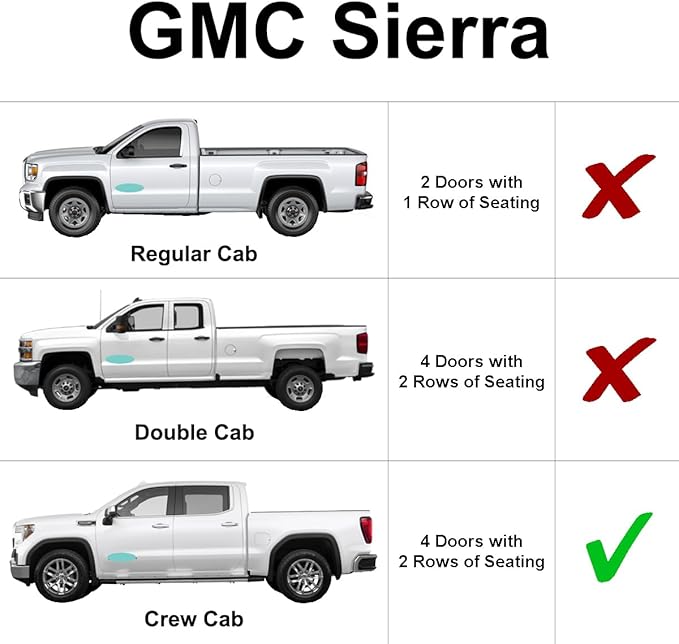 Side Window Rear Seat 2nd Row Sunshade Custom Fit for 2019 2020 2021 2022 2023 2024 2025 2026 GMC Sierra 1500 (Not for HD 2500 3500), SLT, AT4, Denali Pickup 4Dr 4Door Crew Cab (Set of 2)
