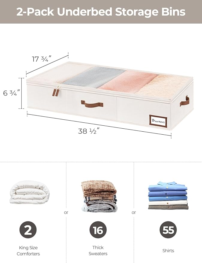 StorageWorks Extra Large Under Bed Storage Containers with Clothes Hanger 30 Pack