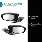 TRQ 2 Piece Driver and Passenger Side Mirror Assembly Set Electric Adjustment Non-Heated No Memory Black Compatible with 2011