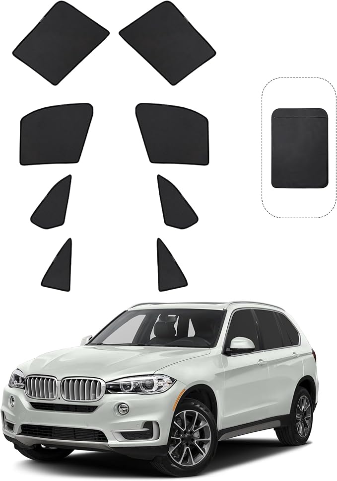 Front Side Half Window Shade Foldable Custom Fit for BMW X5 2013-2018 Car Window Shades for Side Window Sun Shade UV Protection Heat Insulation for Camping Sleeping 8PCS