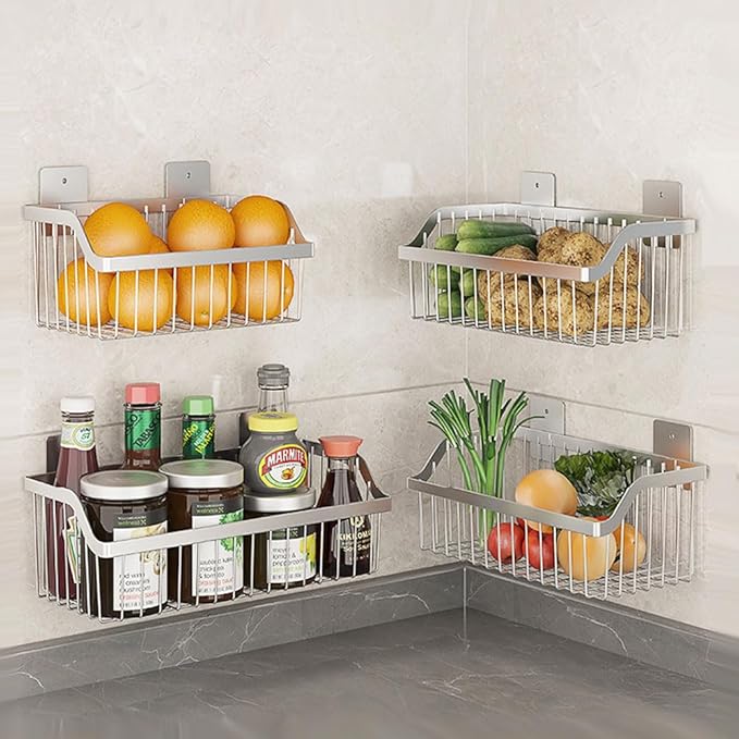SUS304 Stainless Steel Mesh Basket, Large Wire Storage Organizer Basket, Multi-function Hanging Baskets for Kitchen Bathroom,