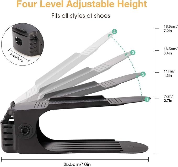 Neprock Shoe Rack Shoe Organizer Space-Saving Storage Shoe Organizer for Closet,Shoe Stacker Shoe Slots Space Saver Double St