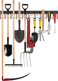 TVKB 34'' All Metal Garden Tool Organizer Wall Mount Garage Organizers and Storage with Hooks Tool Hangers for Shed