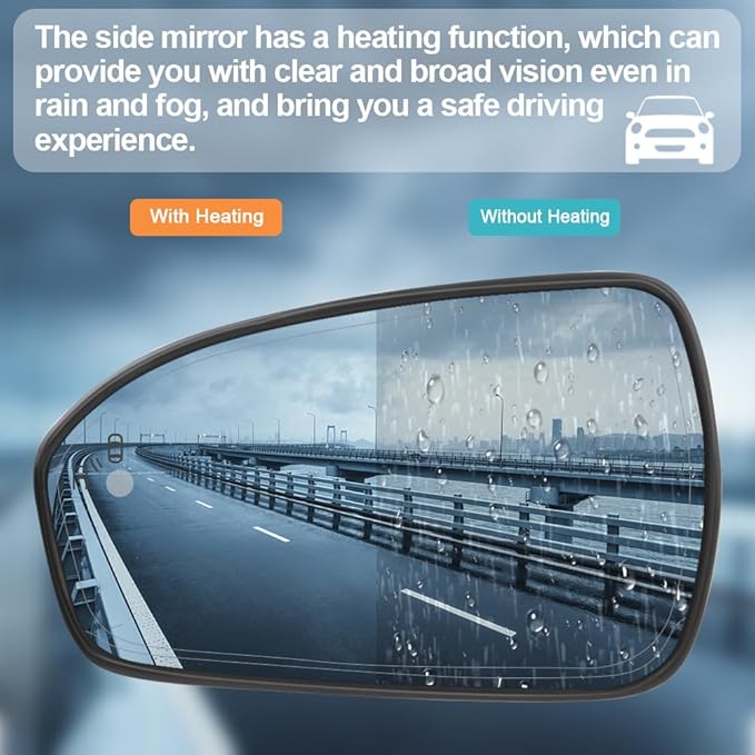 Senzeal Driver Side Heated Mirror Glass with Blind Spot Detection BLIS for Ford Fusion 2013 2014 2015 2016 2017 2018 2019 2020 2021 DS7Z17K707H DS7Z-17K707-H (No Auto Dimming)(Left Side)