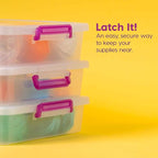 IRIS USA 6 Qt. Plastic Craft Storage Container Bins with Lids, 6 Pack, Small Art & Office Supply Organizer Tote, Sensory Bins