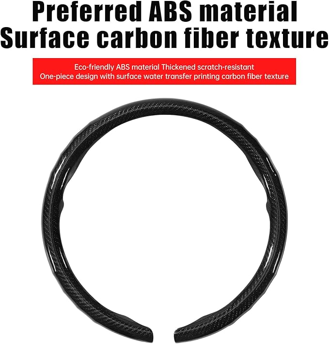 Car Steering Wheel Cover for Land Rover Defender Range Rover Sport Discovery Evoque Carbon Fiber Pattern Protective Cover Black Compatible with 15-inch Wheels Decorative Modification Accessories