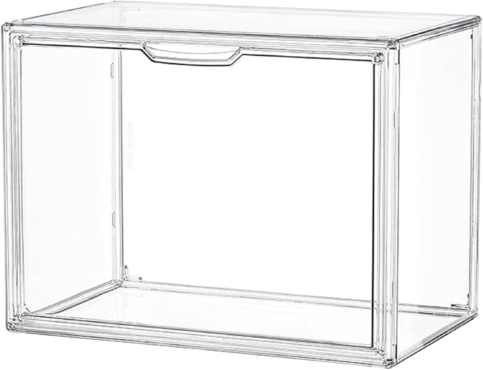 Clear Acrylic Display Case, Stackable Plastic Storage Bins with Magnetic Attraction Lid, Showcase for Cosmetic, Large Figures