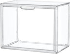 Clear Acrylic Display Case, Stackable Plastic Storage Bins with Magnetic Attraction Lid, Showcase for Cosmetic, Large Figures
