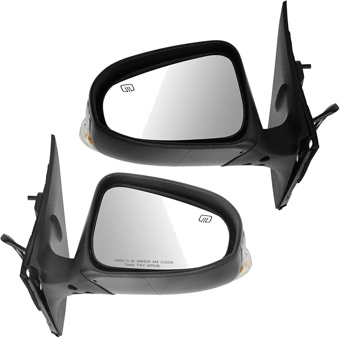 TRQ 2 Piece Driver and Passenger Side Mirror Assembly Set Electric Adjustment Heated No Memory Black Compatible with 2014-201