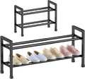 Abiglifty 2-Tier Expandable Shoe Rack,17"-33" Adjustable Shoe Rack for Closet,Metal Shoes Shelves for Front Door Entrance, Ga