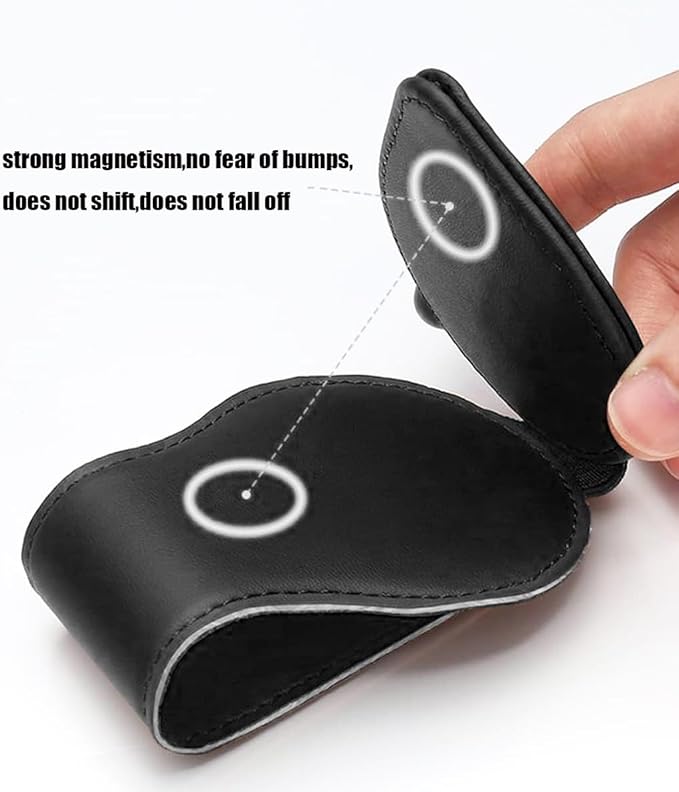 Sunglasses Holder for Car, Leather Glasses Frame, Eyeglass Hanger Card Clip for Car Sun Visor,Sunglasses Holder Compatible with Bronco (White)