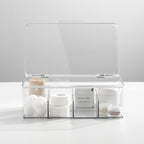 mDesign Plastic Divided First Aid Storage Box Kit with Hinge Lid for Bathroom, Kitchen, Cabinet, Closet - Organize Medicine, 