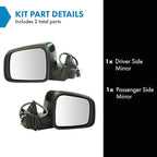 TRQ 2 Piece Driver and Passenger Side Mirror Assembly Set Electric Adjustment Heated Memory Black Compatible with 2014-2021 J