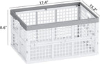 4 Packs 30 L Plastic Collapsible Storage Basket, Folding Stackable Storage Containers/Bins, White